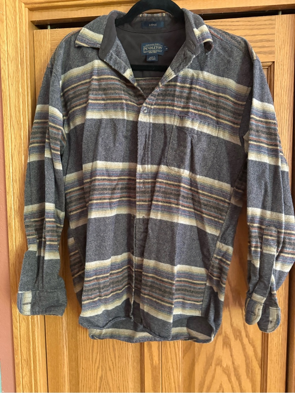 Pendleton Gray and Cream Striped Lightweight Shirt Jacket